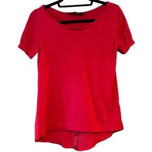 Outback Red Women’s Boat Neck Back Button Top Red Size S | Mixed Media Blouse